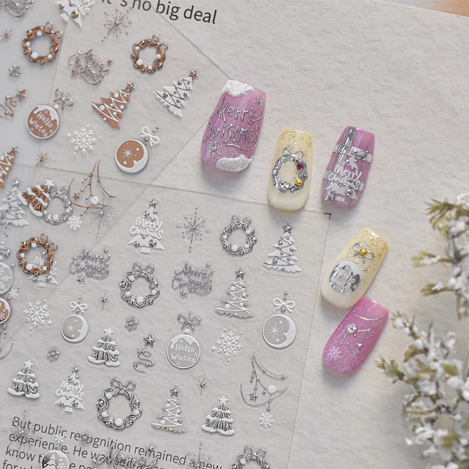 Xmas Winter 5D Nail Art Sticke - огляд і ціна Nail Art Xmas Tree