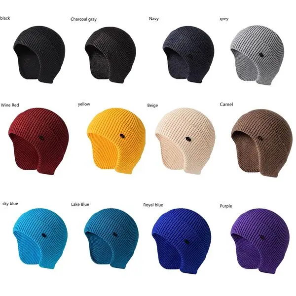 Czapka nausznik na zimę męska czapka z dzianiny na zewnątrz ciepłe czaszki czapka beanie Unisex ochrona słuchu wiatroszczelne nauszniki kapelusiki