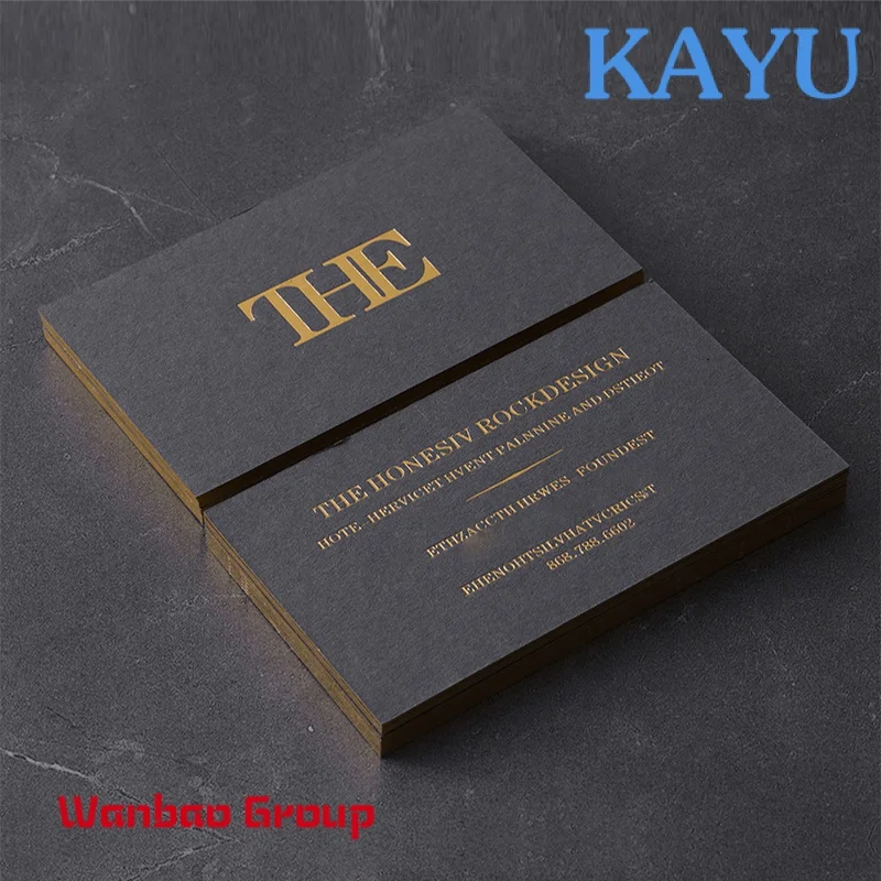 Custom  High Quality Custom Luxury Black Business Cards Gold Foil Logo Printing Recycled Paper Business Cards for Own Brand