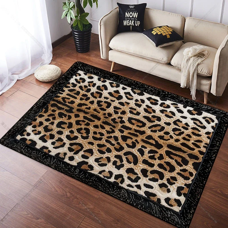 Abstract Style Leopard Soft Carpet Living Room Decoration Homesofa Area Large Sofa Side Rugs Non-slip Bedroom Floor Mat Washable