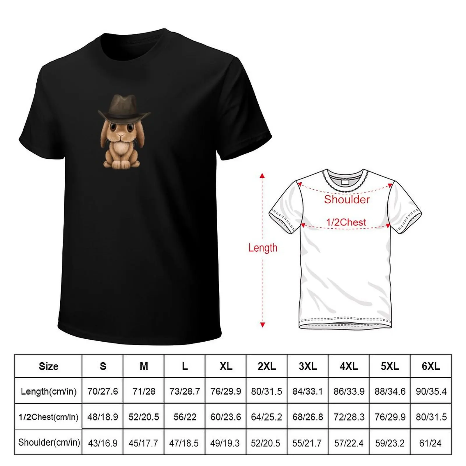 Cute Brown Baby Bunny Cowboy T-Shirt graphic tee shirt anime figures graphic t shirt vintage mens designer clothes