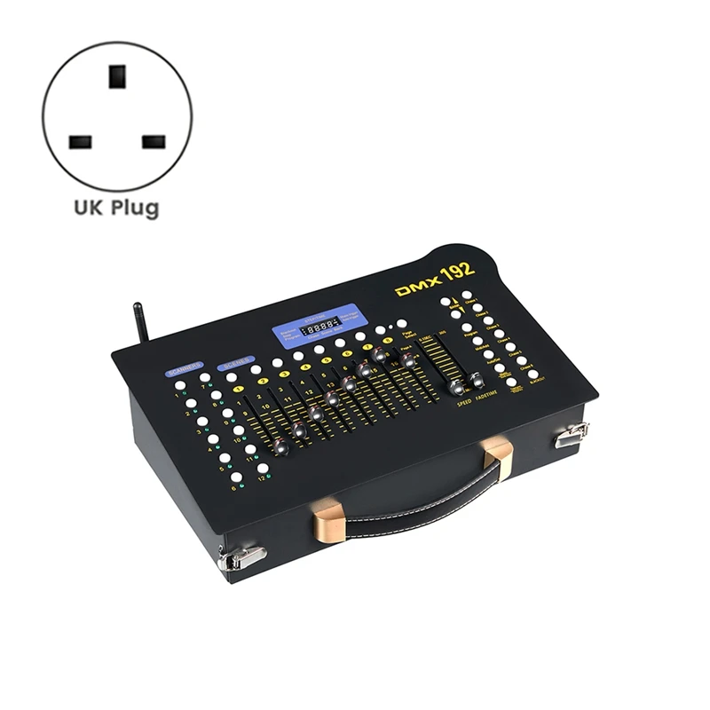 Беспроводная консоль DMX 512, 1 шт., беспроводная 192 канала, консоль сценического освещения, Dmx-контроллер для живых концертов, KTV Djs Clubs, британская вилка