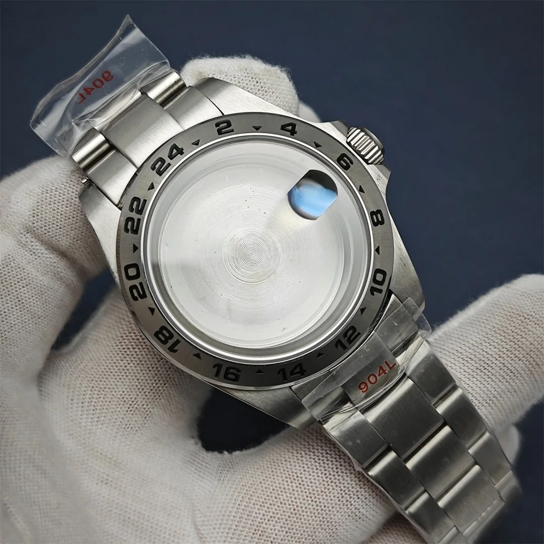 Modified EXP39MM Watch Case with Bracelet Sapphire Crystal Fat Case Old Model Watch Accessories for NH35/36 Movement