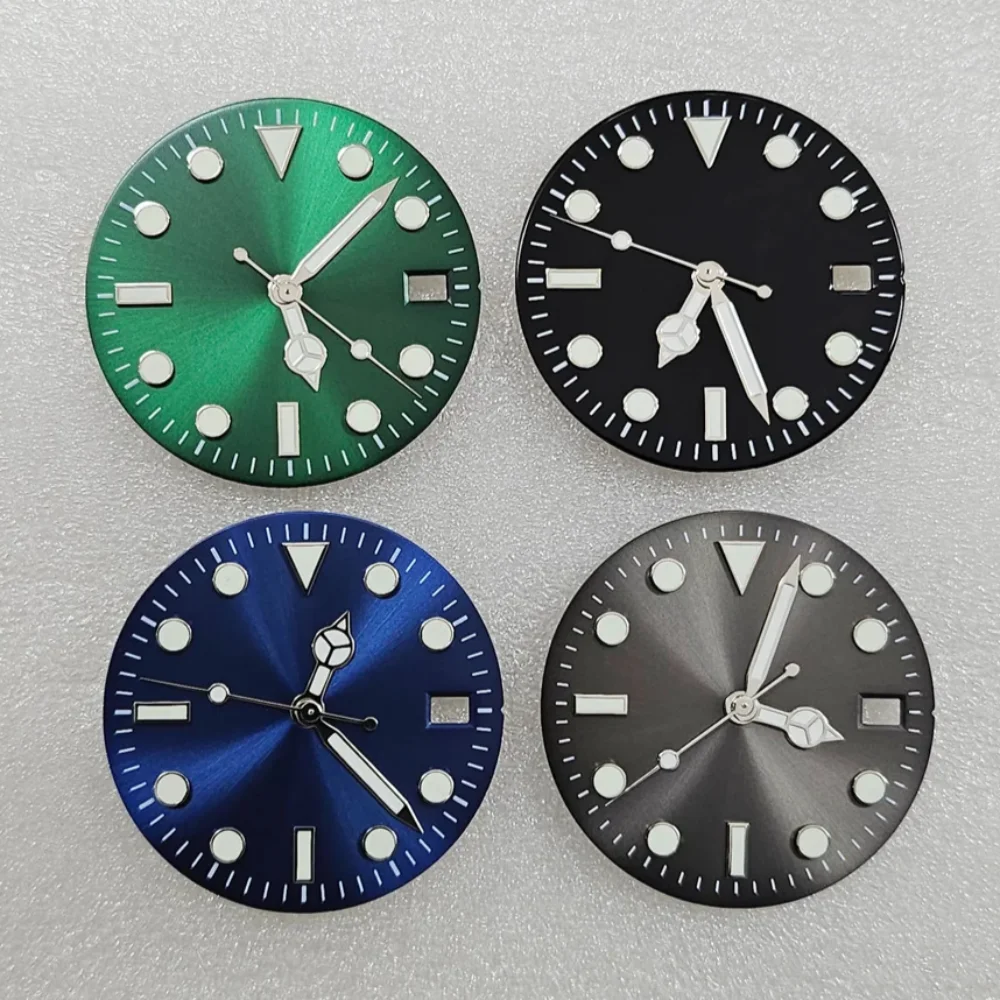

29mm Enamel Vintage Green Lume Watch Dial for NH35 Mechanical Automatic Movement Date Window Mod Parts