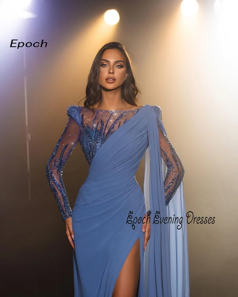 Epoch abito da sera formale tromba muslimextimusti/squars onda elegante paillettes scollo a barchetta Cocktail Prom Gown Sexy Women Party 2024