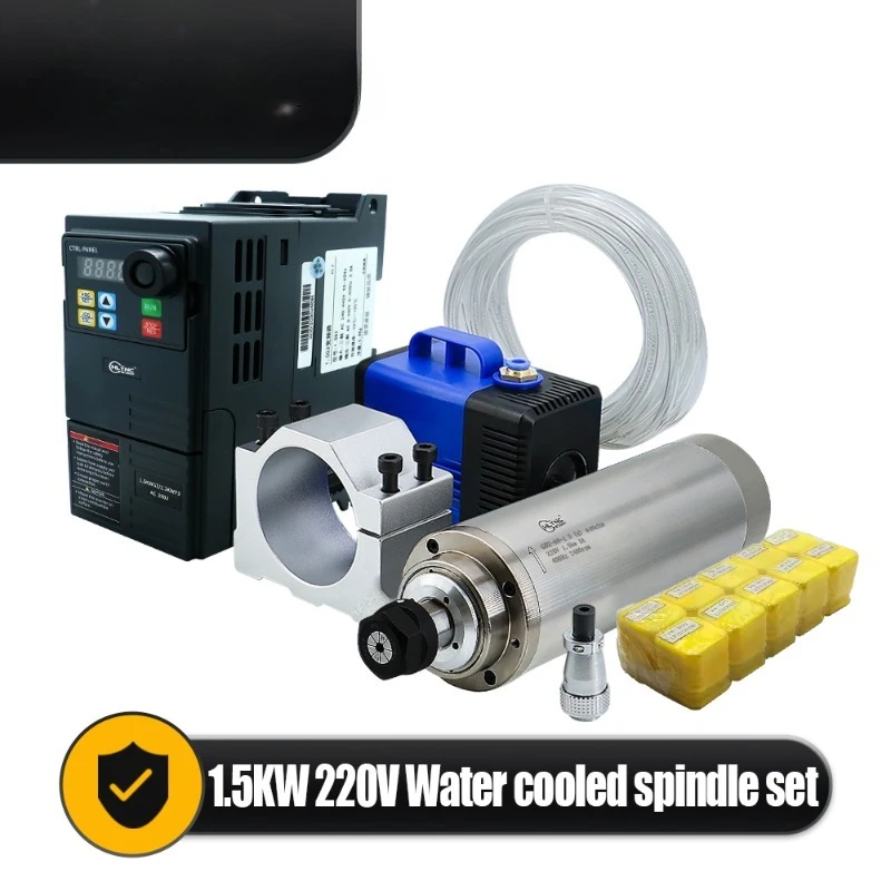 220V 380V Lathe Spindle 80mm 1.5kw Spindle Water Cooled 24000RPM ER16 Collect 1.5kw CNC Spindle Kit