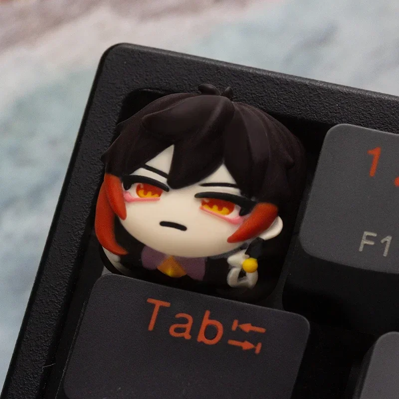 Unique Genshin Key Caps Anime Character Style 3D Resin Layered Drip Design Personalized MX Switch Keycap for Mechanical Keyboard