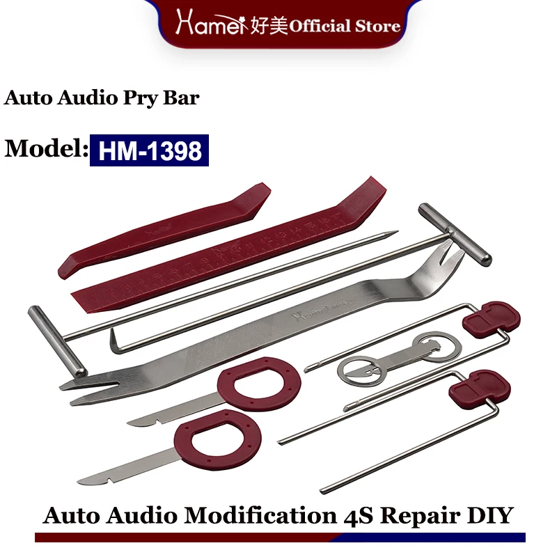 13pcs/Set Plastic Stainless Steel Car Audio Disassembly Tirm Prying Board Bar Sticks Interior Hand Tool Accessories