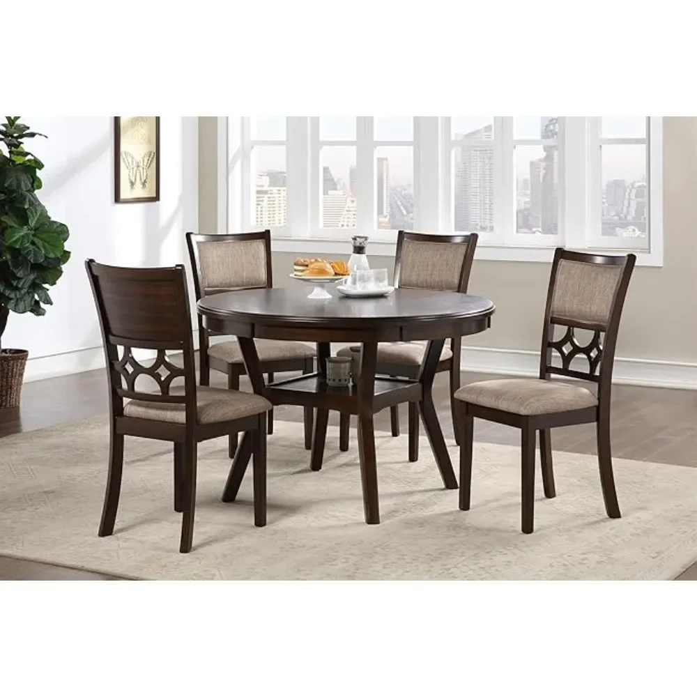 5-Piece Dining Set with 1 Table and 4 Chairs, Cherry Brown