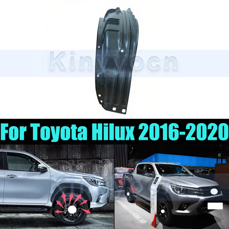 Forro de guardabarros delantero, rueda protectora contra salpicaduras para Toyota Hilux 2016-2020, revestimiento de cubierta de arco, almohadilla de arco, revestimiento de guardabarros de rueda