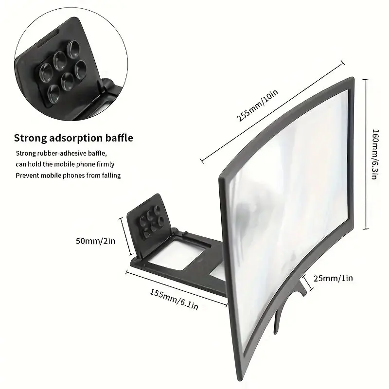 Desktop Lazy 3D HD Video Magnifier Stand For iPhone 16 15 14 Pro Max Huawei Xiaomi Samsung ABS Mobile Phone Screen Amplifier