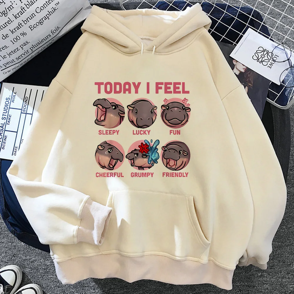 

Moo Deng hoodie casual wear manga funny comfortable patterned athleisure female sweatshirts hoddie soft fabric graphic elegant