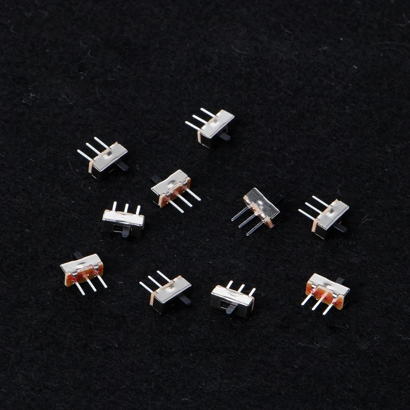 10 Pcs 2 Position On/Off SPDT 1P2T 3 Pin PCB Panel Mini Vertical Slide Switch SS