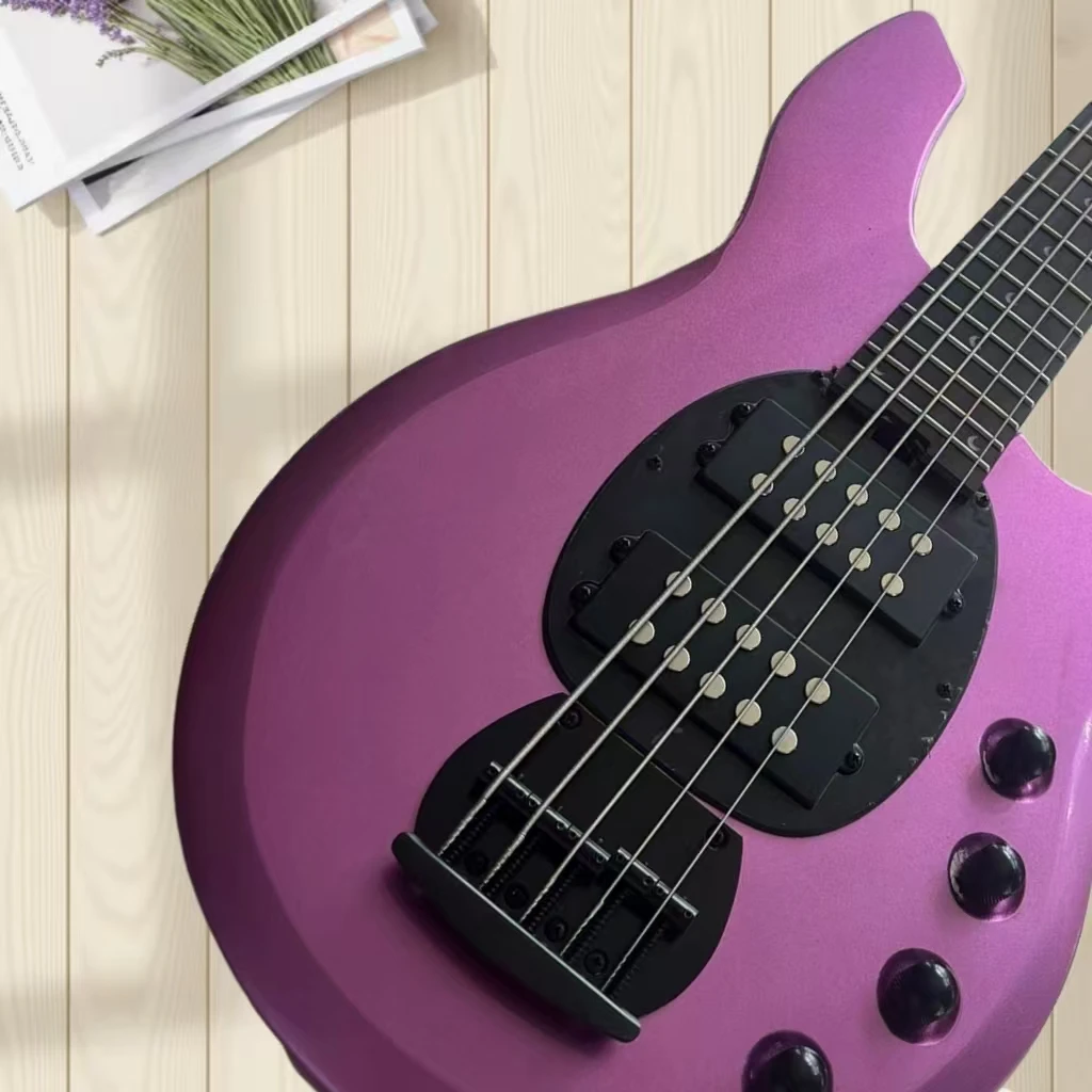 

Brand new 5-string metallic purple electric guitar with black accessories