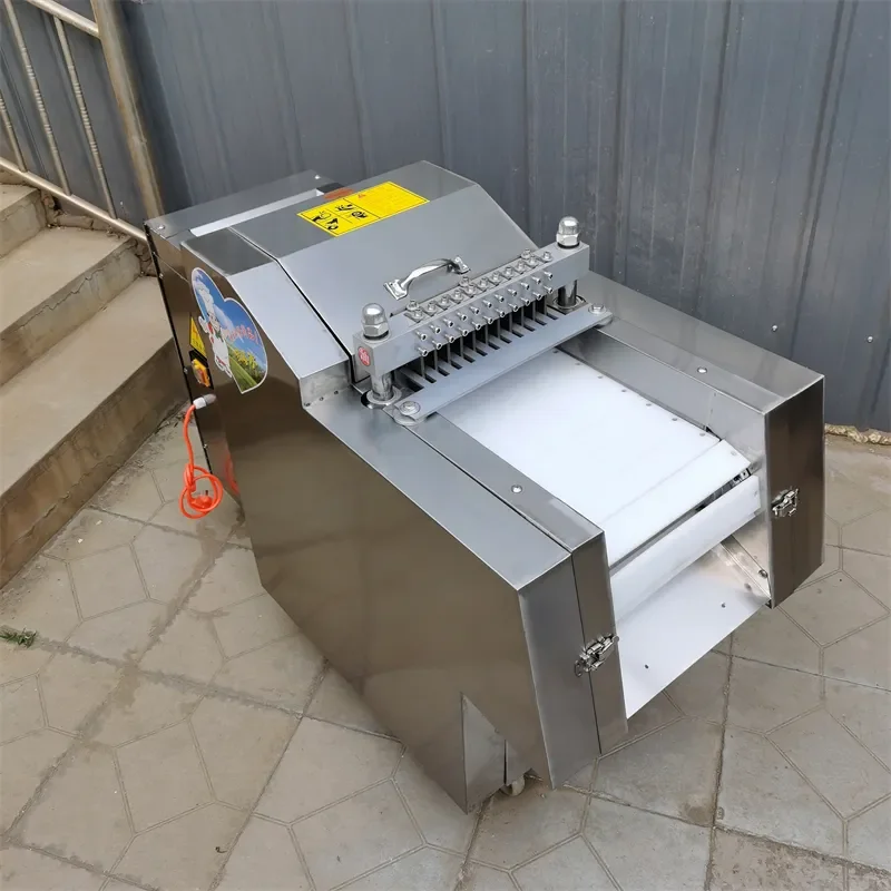 12.5 Heet verkoop LINBOSS Rvs Vlees Snijmachine Ruwe Kippenvlees Kubus Cutter Varkensvlees Huid Strip Snijmachine Bevroren Rundvlees Poult