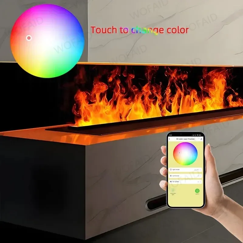 Modern 3D Vapor Electric Fireplace Tuya APP Smart Home Decorative Colors Flame Water Steam Humidifier TV Wall Mounted Fireplace