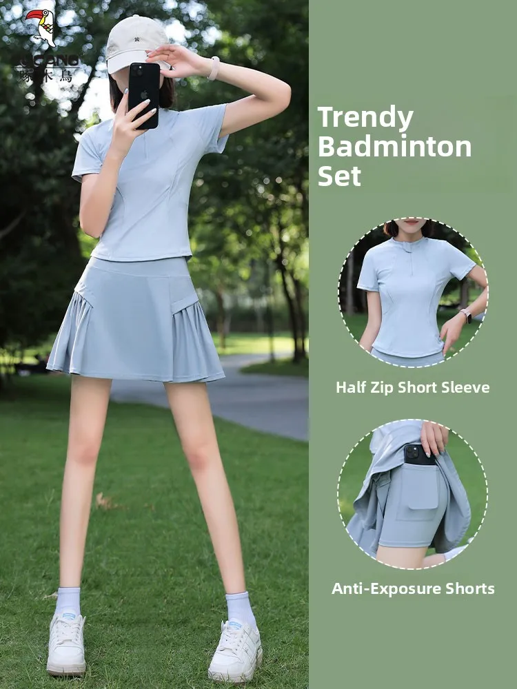 Set sportivo da corsa da donna Qui Dry Faionable Summer 2025 New Sle Tennis Fitn Top Morning Run Abbigliamento Tuta da badminton