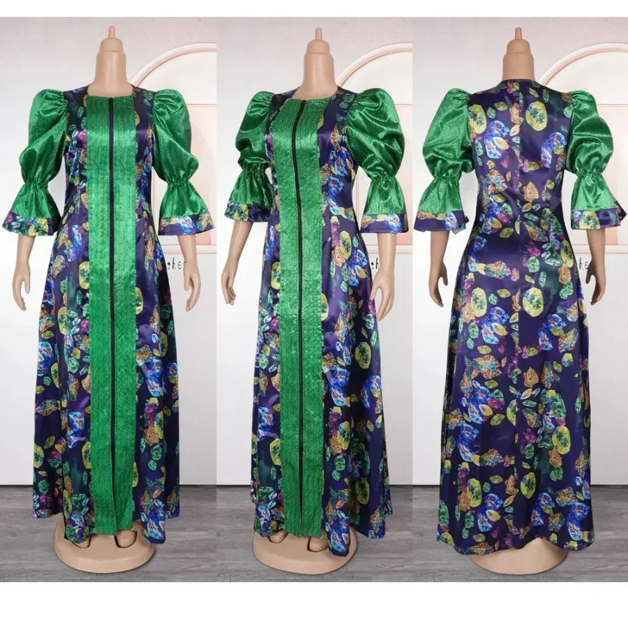 African Dresses for Women Elegant 2024 Muslim Summer Fashion Kaftan Abayas Boubou Robe Dashiki Ankara Print Outfit Evening Gown