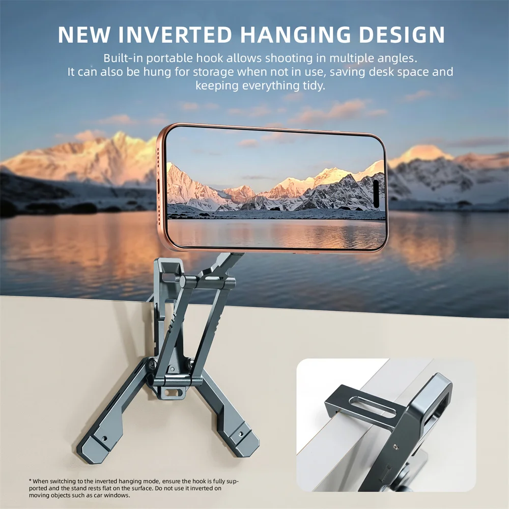 LEAPLIGHT Dwustronny Magnetyczny Statyw z Uchwytem na Telefon z Haczykiem, Statyw do Telefonu do Zdjęć z Góry dla Iphone i Android — zdjęcie produktu 2