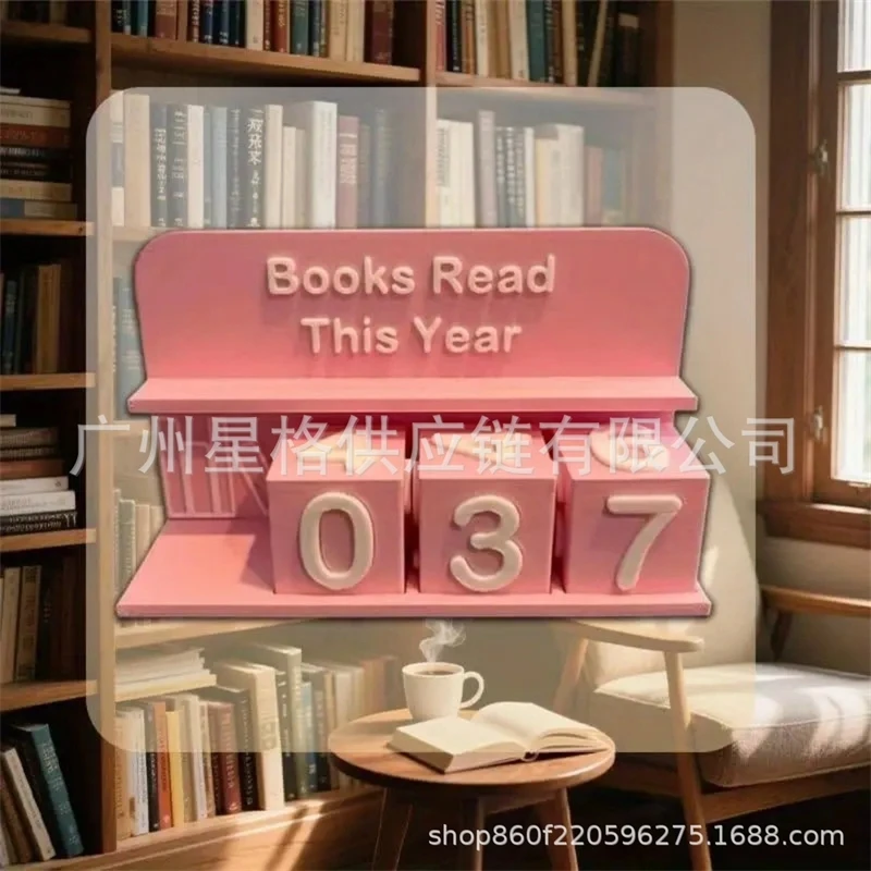 

Bookshelf Calendar Plastic Decorative Book Tracker Yearly Reading Log Display Counter Classroom Gift Christmas Librarian Desk