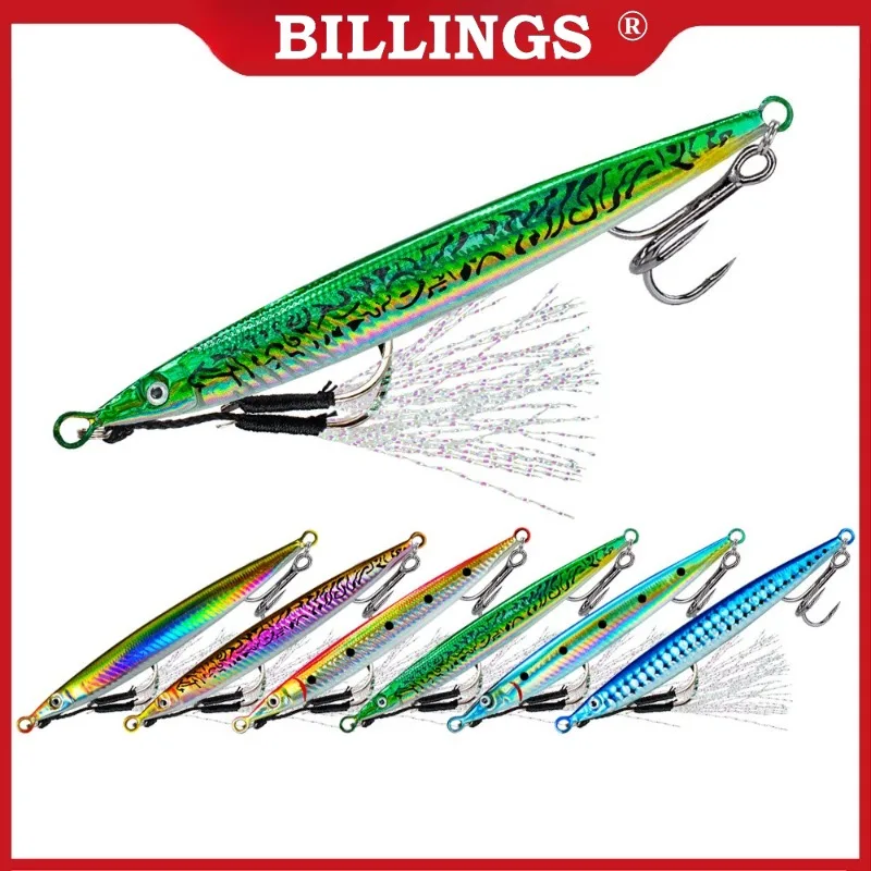 BILLINGS 1pcs  Long-Range Lead Jig Bait 14g-45g Glow-in-the-Dark Sea Fishing Small Jig with Sharp Hook Metal Mackerel Lure