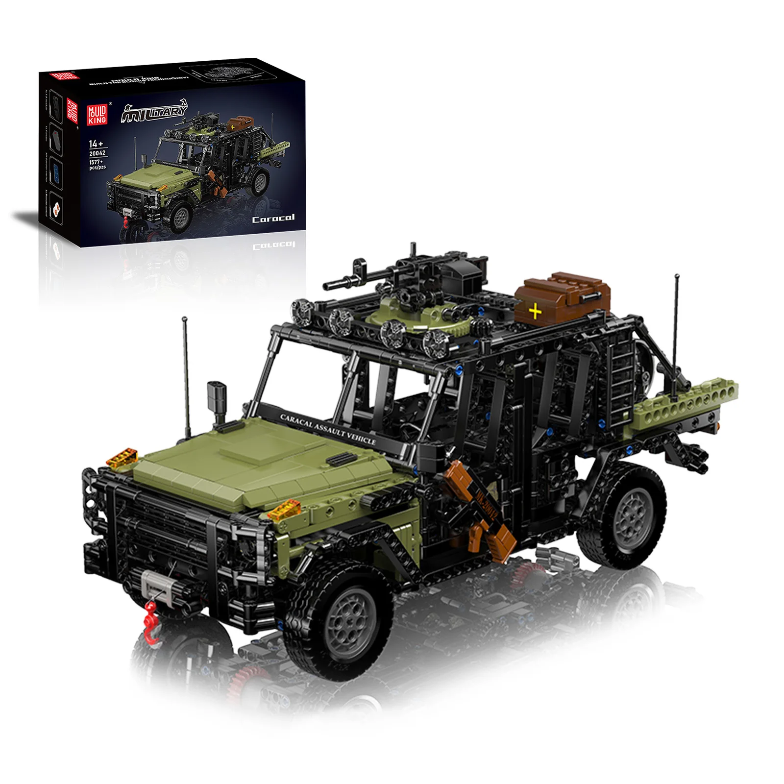

Mould King 20042 1577pcs Lynx Assault Vehicle Military Building Blocks Camo Green/Desert Grey