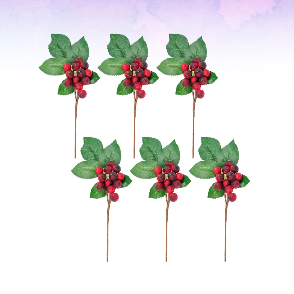 

Decor Simulated Green Leaves and Red Fruits Christmas Decoration Berry