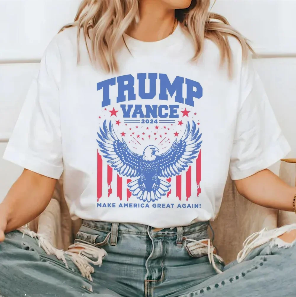 Trump Vance 2024 Eagle Make America Great Again Women's T-Shirt Casual Fashion Soft Fashion Clothing Women's Loose Top T-Shirt