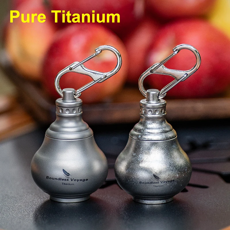 

Pure Titanium Gourd Storage Bottle Sealed Medicine Jar, Portable Antibacterial Outdoor Camping Travel Edc Mini Storage Jar,A1617
