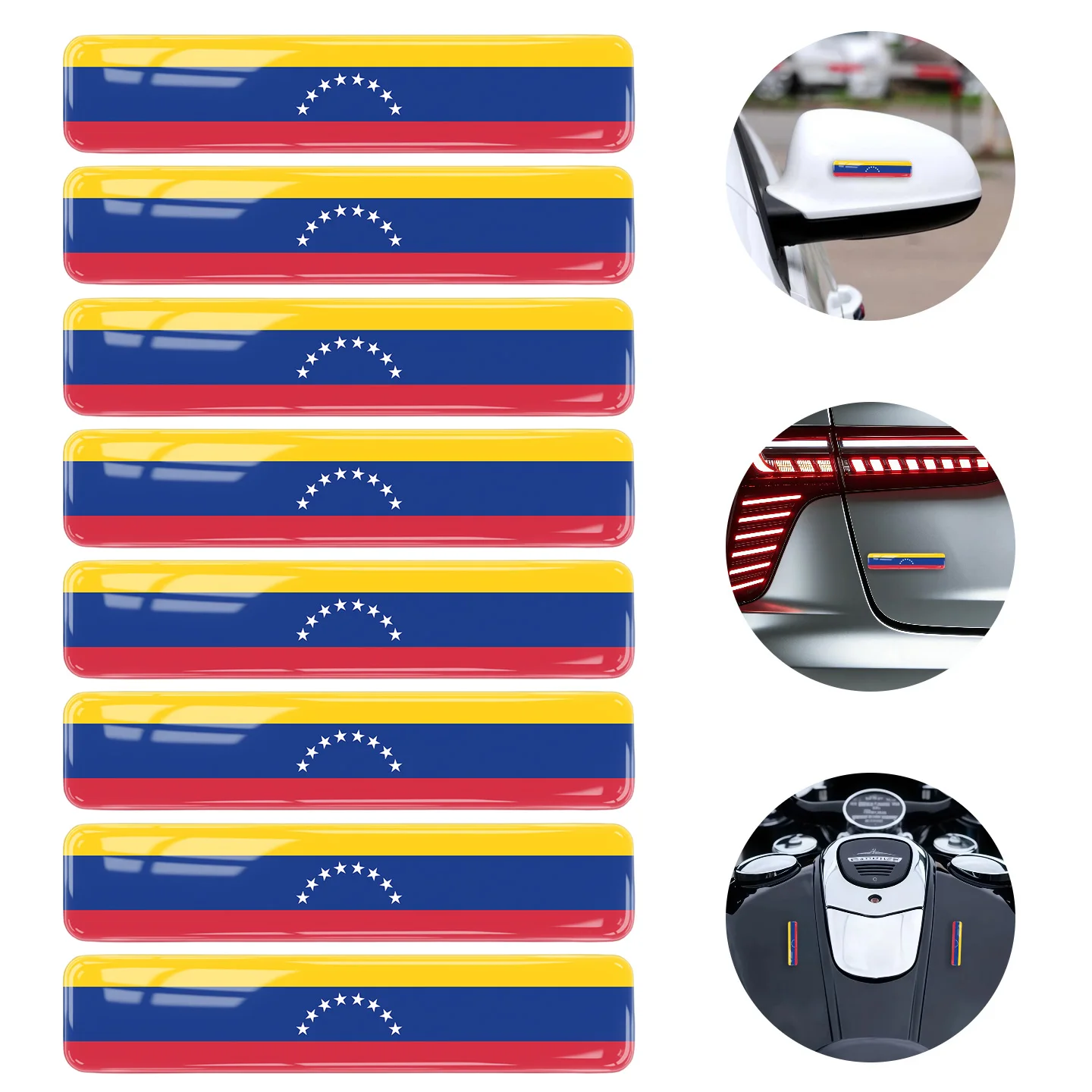 

8pcs Venezuela Flag 3D Epoxy Stickers Hide Scratches & Add Personality to Car Simple Strip Decals for Unique Vehicle Exteriors