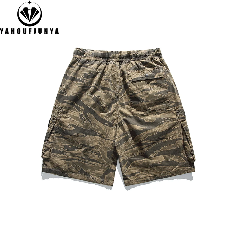 2024 Men Summer Outdoor Leisure Cotton Loose Cargo Shorts Men Camouflage Straight Elastic Comfortable Fashion Short Pants Male