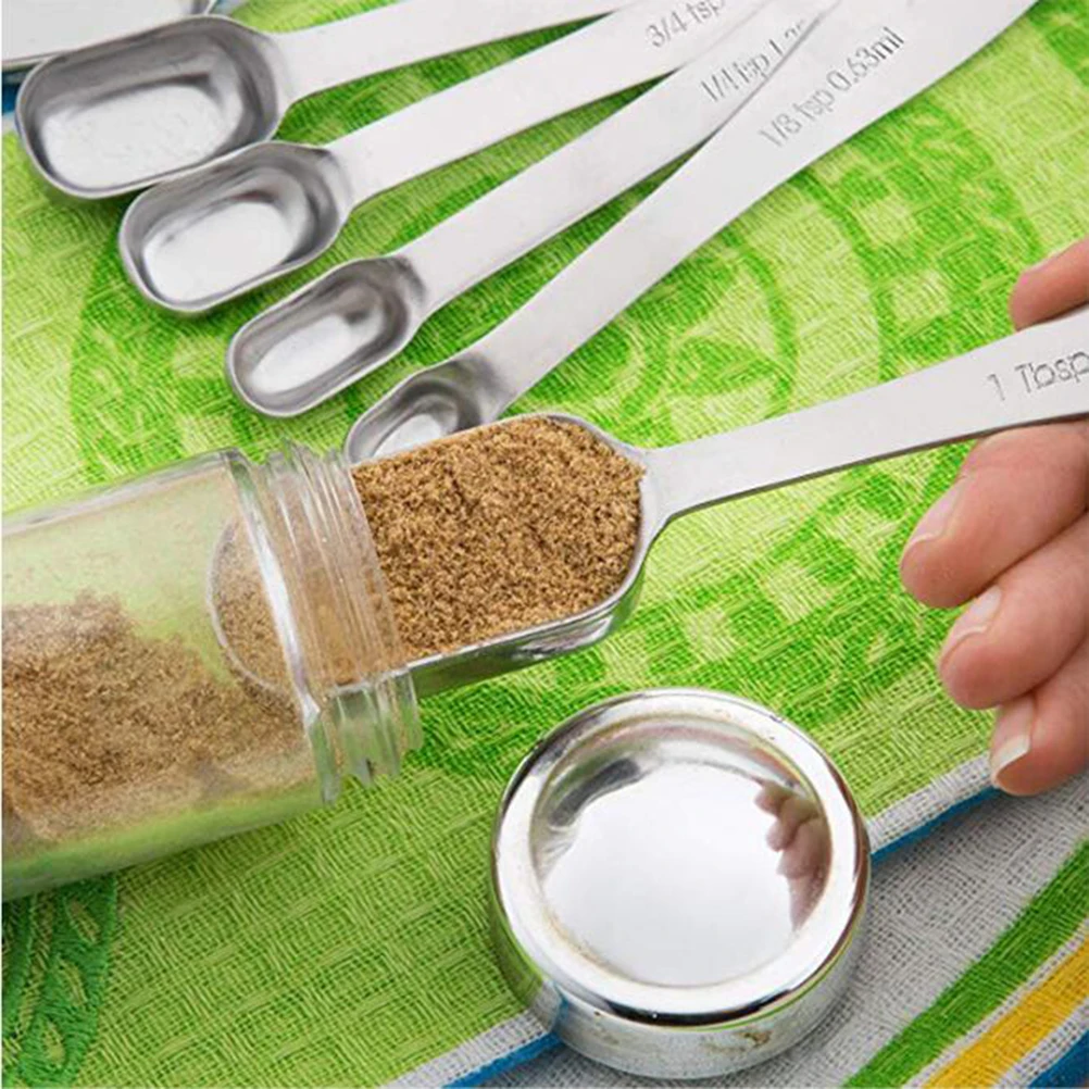 

6 Pcs Spoons Kitchen Spoons Set Stainless Steel Non Spill Dry Liquid Kitchen Spoon Set Clear Scale H Easy Use