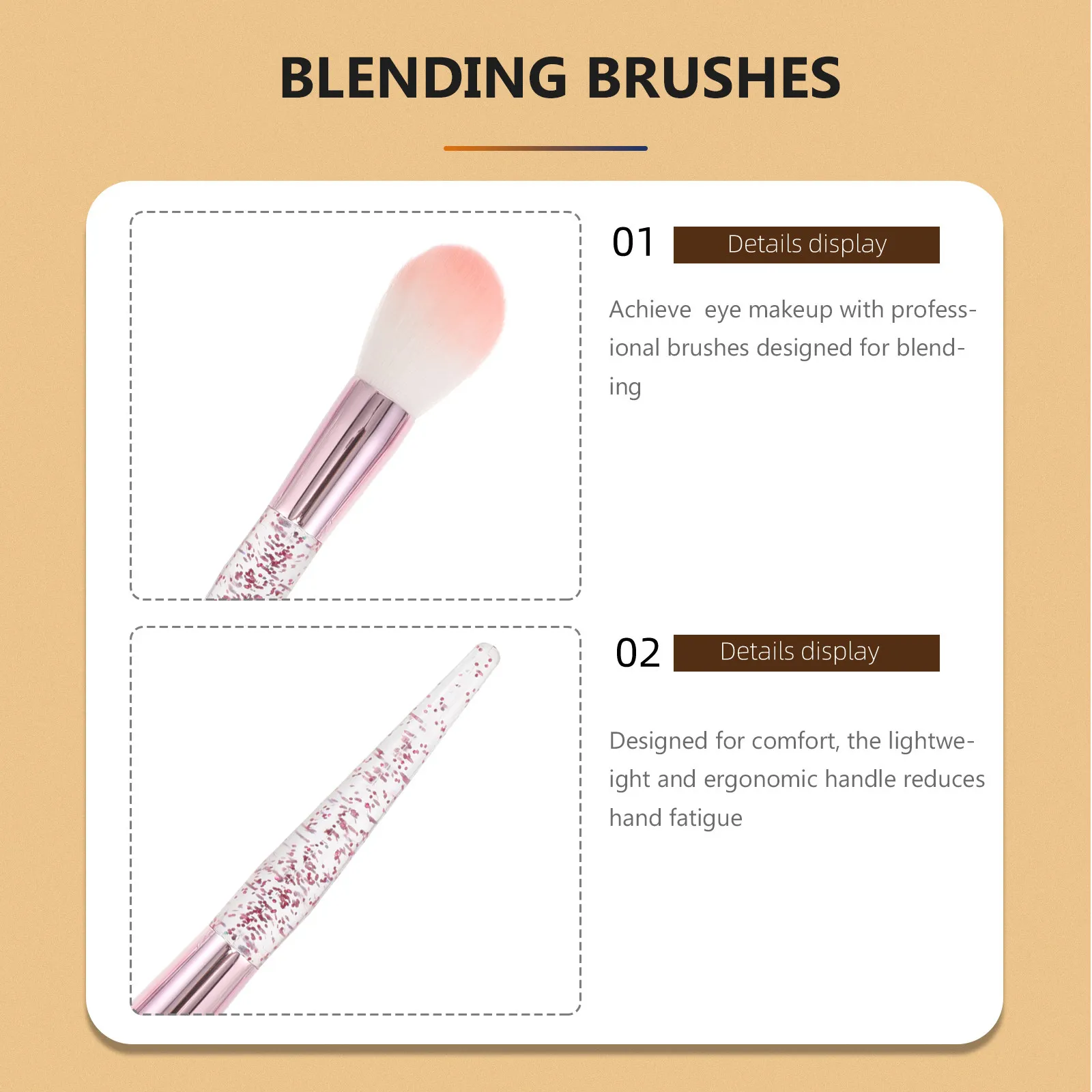 مجموعة من 10 فرش مكياج للعيون بلمسة براقة وخفيفة الوزن مع مقبض مريح لوضع ودمج كحل العيون والكونسيلر