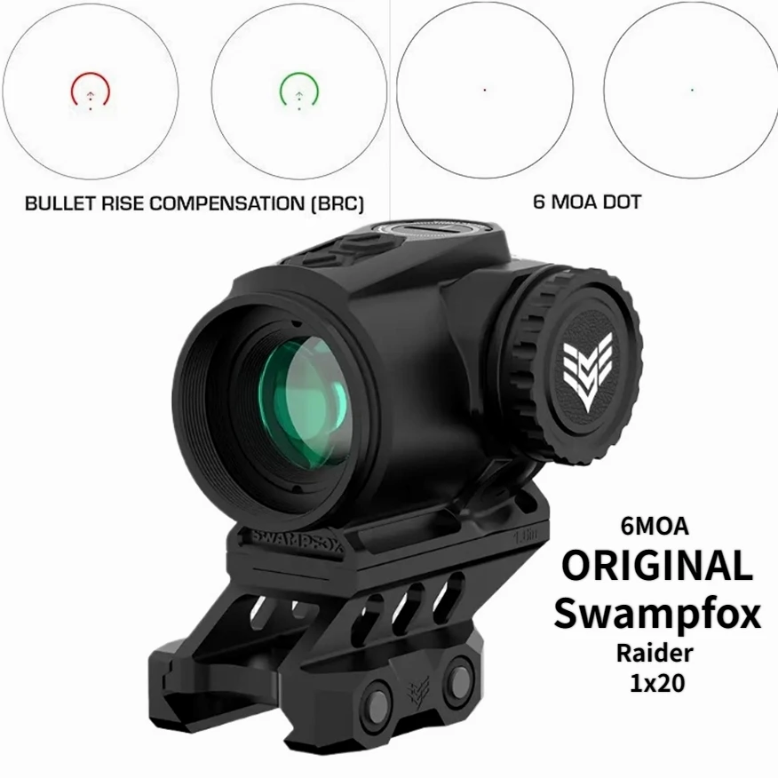 

Оригинальный прицел Swampfox Raider 1x20 PRISM BRC/6 MOA Dot Сетка Red Dot Sight прицел T2 отпечаток/20 мм Крепление Пикатинни встряхните Пробуждение