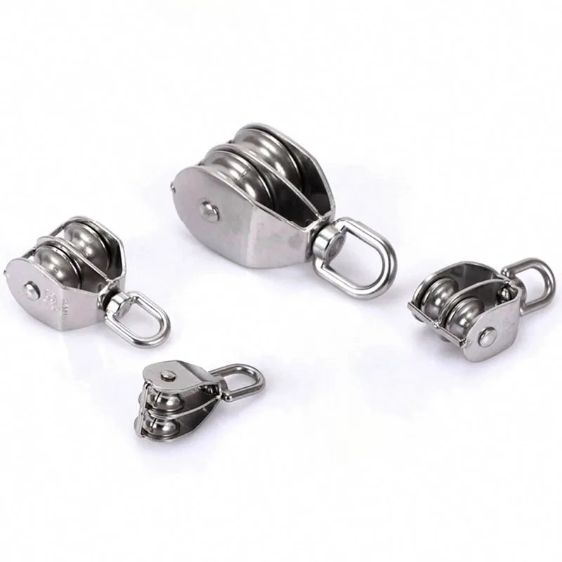 1PCS Double Pulley Block 304 Stainless Steel Lifting Wheel Swivel Wire Rope Pulley  for Hanging Towing Wheel M20 M25 M32 M50