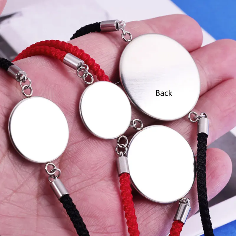 4PCS Braided Rope Stainless Steel Bracelet Base 18-30mm Cabochon Cameo Bezels For DIY Jewelry Making Accessorise