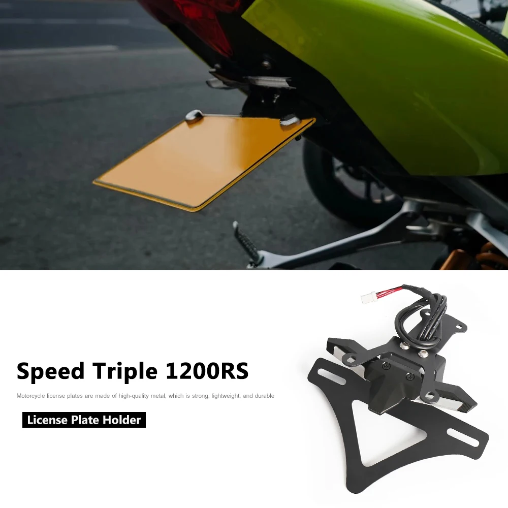 

Motorcycle Tail Frame LED Plate Light Folding License Plate Holder Fender Eliminator For Speed Triple 1200 RS 1200RS 2021-2024