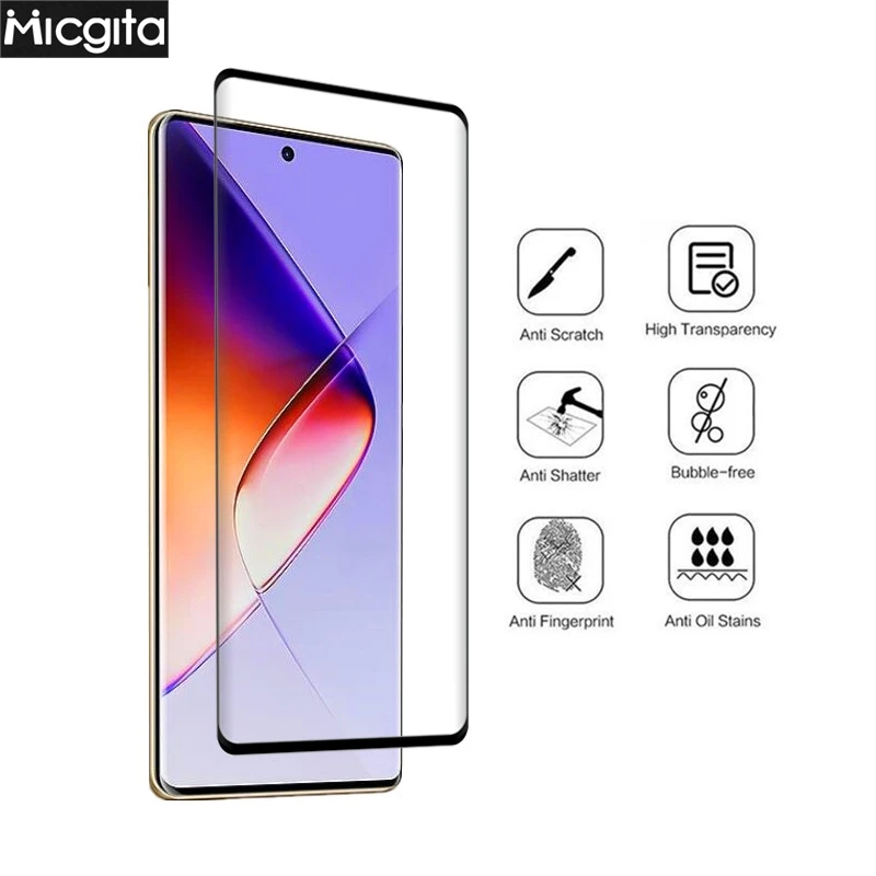 Upgrade 9D Curved Glass For Infinix Note 40 Pro Screen Protector Anti-Scratch and Soft Fiber Camera film For Infinix Note 40 pro