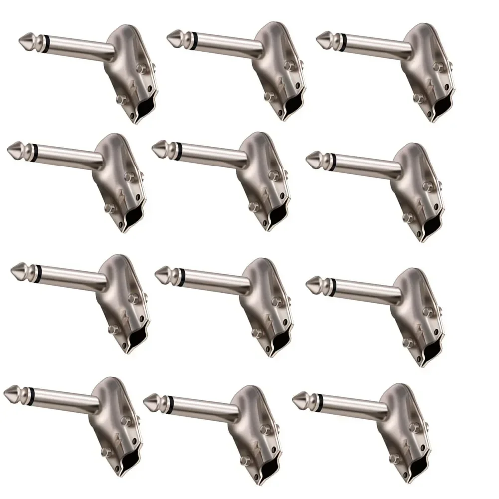 Pack of 12 Metal Right Angle 6 35mm Male Connectors for Audio Applications Ideal for Guitar Pedals and Mixer Connections