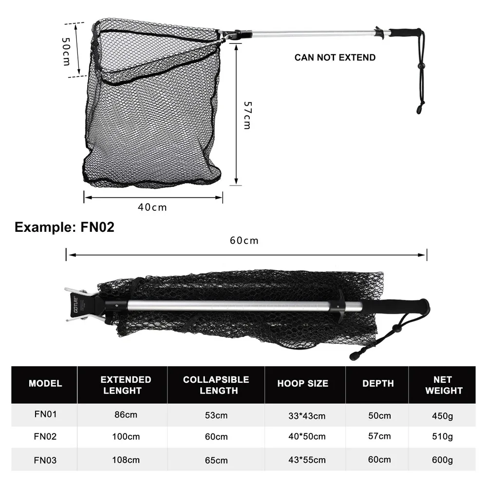 Goture 1Ultra-lightweight Foldable Fishing Net - Durable Aluminum Alloy Handle - Ideal for Any Fishing Adventure - Essential