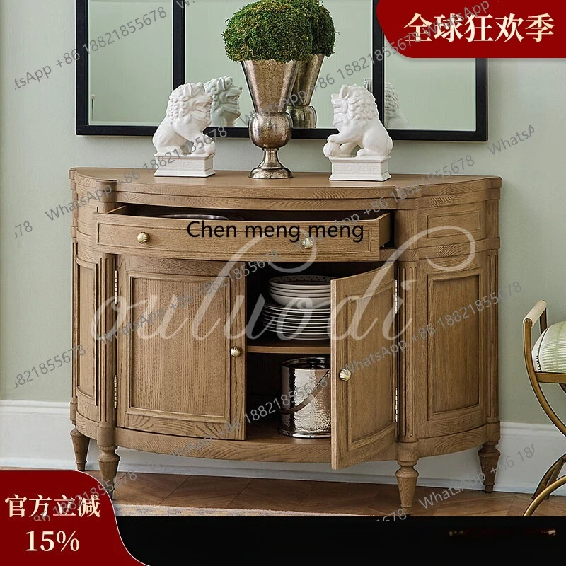 

solid wood porch cabinet living room entry semicircular partition cabinet, French corridor foyer storage integrated shoe cabinet