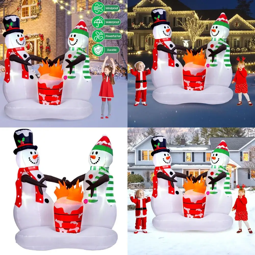 

8-Foot Tall Inflatable Snowman with LED Flame Lights Outdoor Christmas Yard Decoration