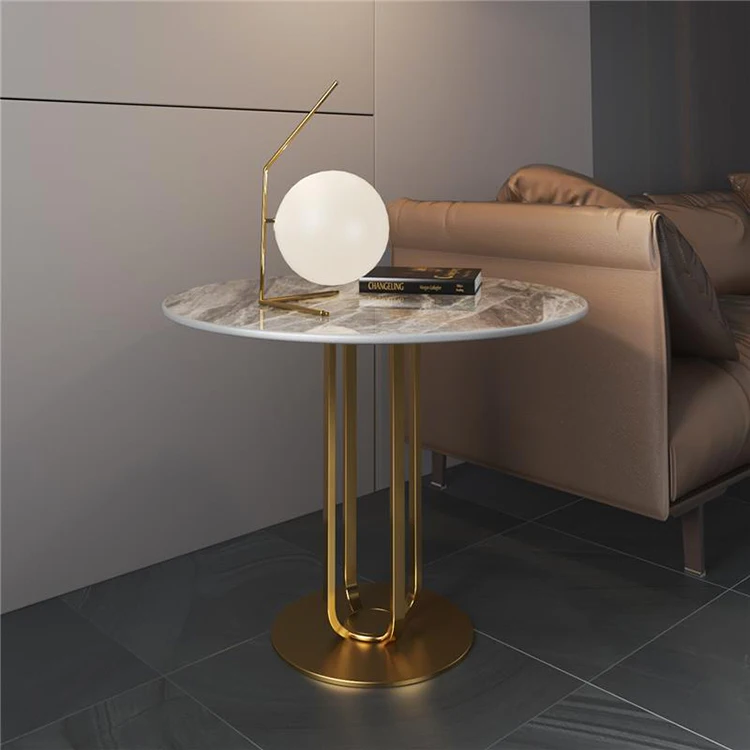 Modern Design Round Desk Side Table Modern Gold Base Living Room Center Coffee MDF Top Round Coffee Table