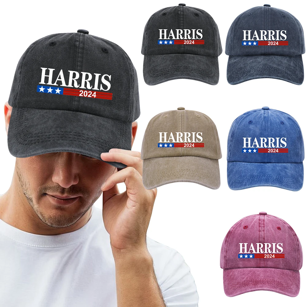 Harris Presidential Election Cap Cotton Distressed Cap Breathable Retro Dad Hats Adjustable Vintage Twill Cap for Hiking Fishing