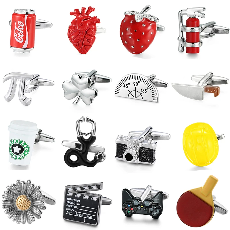 하이 퀄리티 클로버 카메라 소화기 커프스 단추, 프랑스 셔츠, 황동 캔 커피 컵 디자인, 웨딩 남성용 커프스 단추 