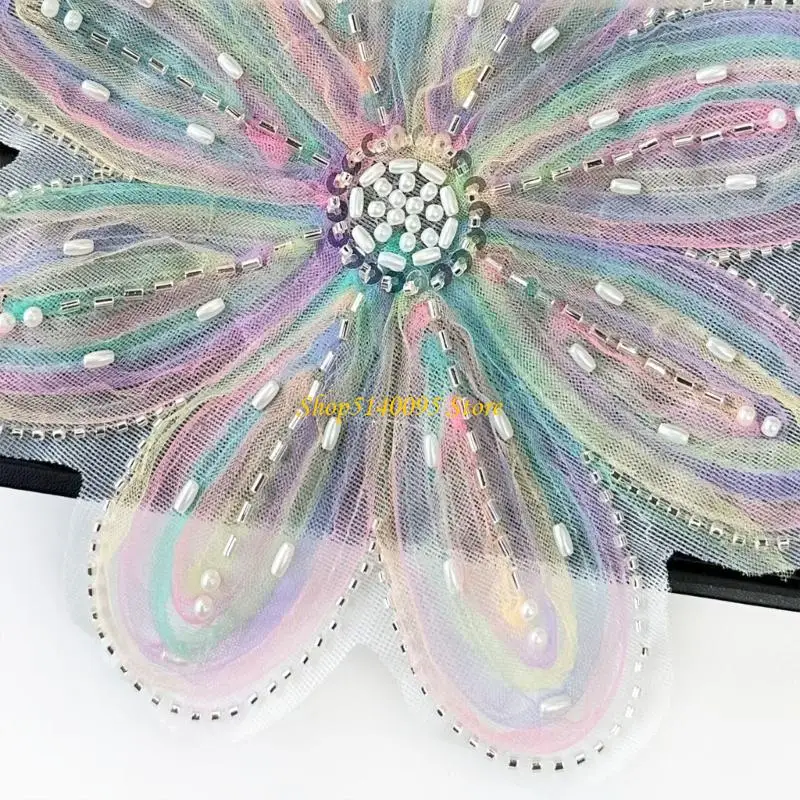 DXAE Eleganti patch fiori ricamati con paillettes Versatili Decorazione fiori per abbigliamento, borse e cappelli