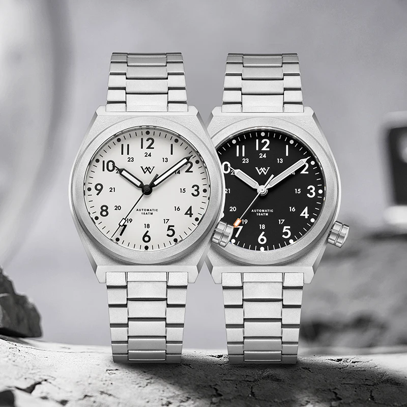 WM Watch montre mécanique automatique, mouvement mécanique NH38, résistance à l'eau de 100 mètres, cristal saphir, acier inoxydable 316L