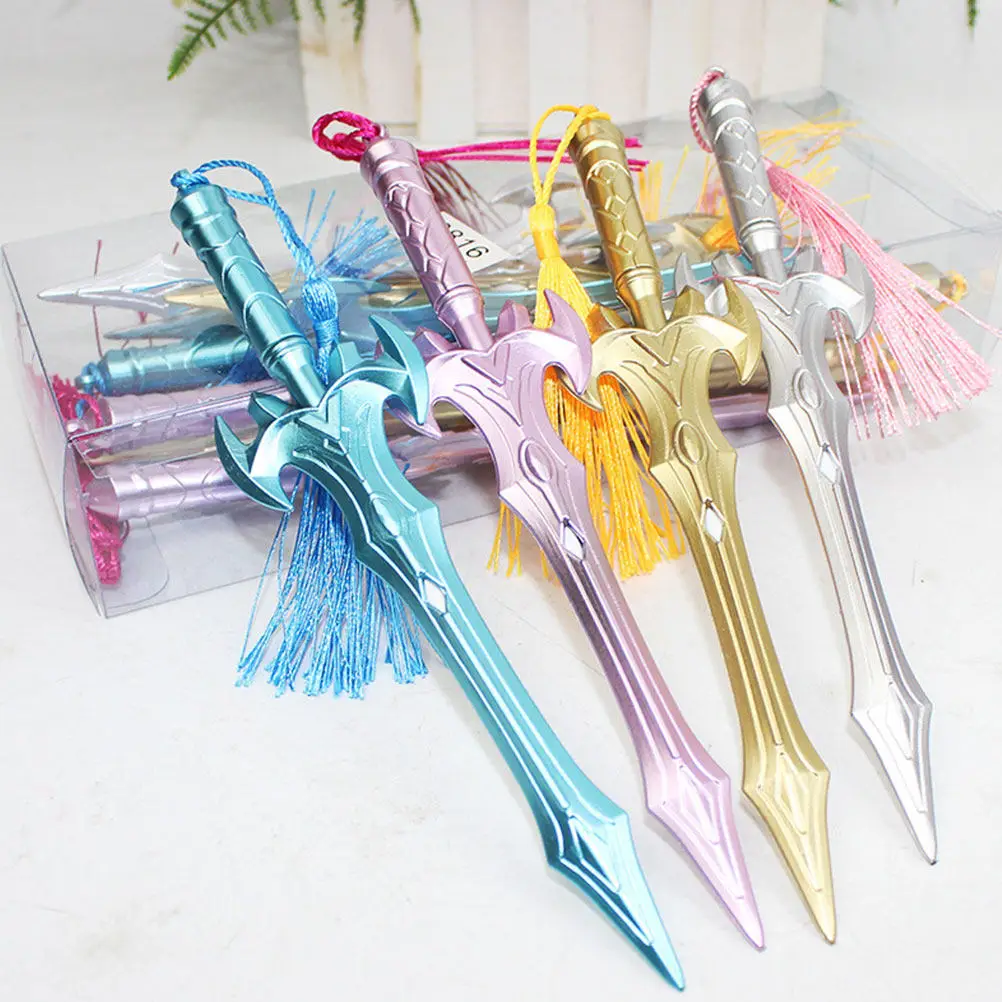 

12Pcs Sword-Shaped Gel Pens Cute Plastic Pens for Students Rewards Holiday Gifts Handwork Greeting Card Making Smooth