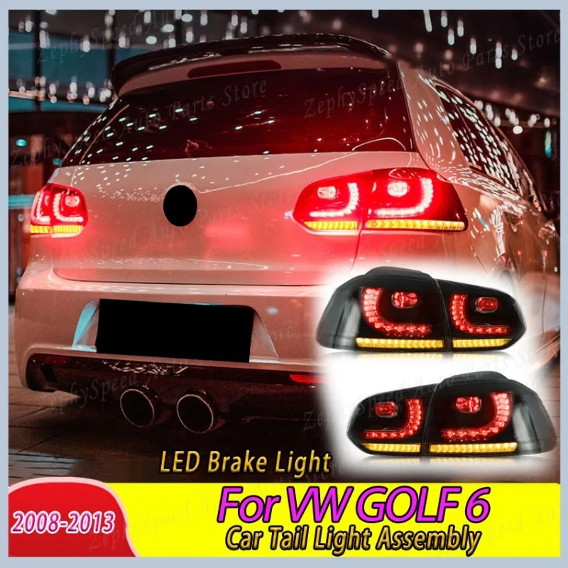 Car Tail Light Assembly For VW GOLF 6 2008-2013 LED Brake Light with Flowing Water Flicker Turning Signal Light Auto Accessories