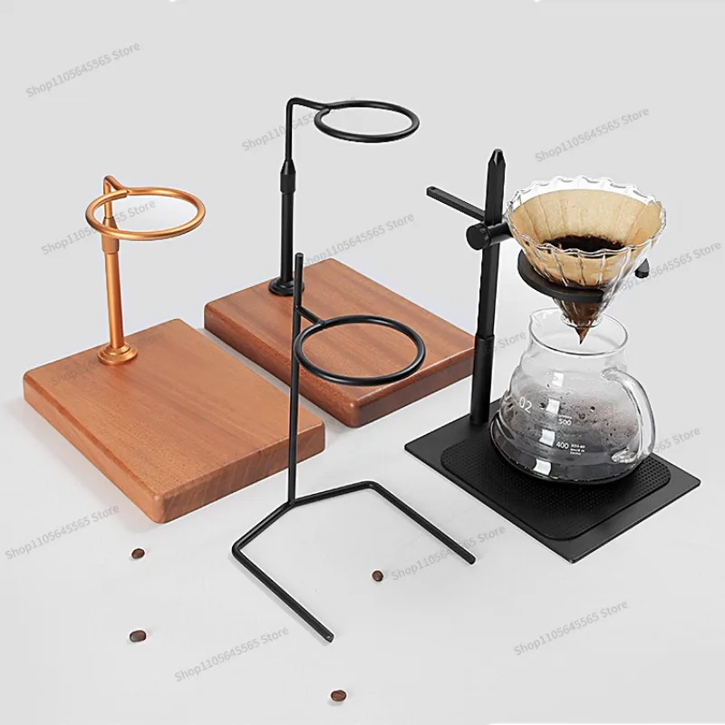 For Coffee Hand Cup Holder, Solid Wood Adjustable V60 Drip Glass Filter Cup Holder Set Bracket